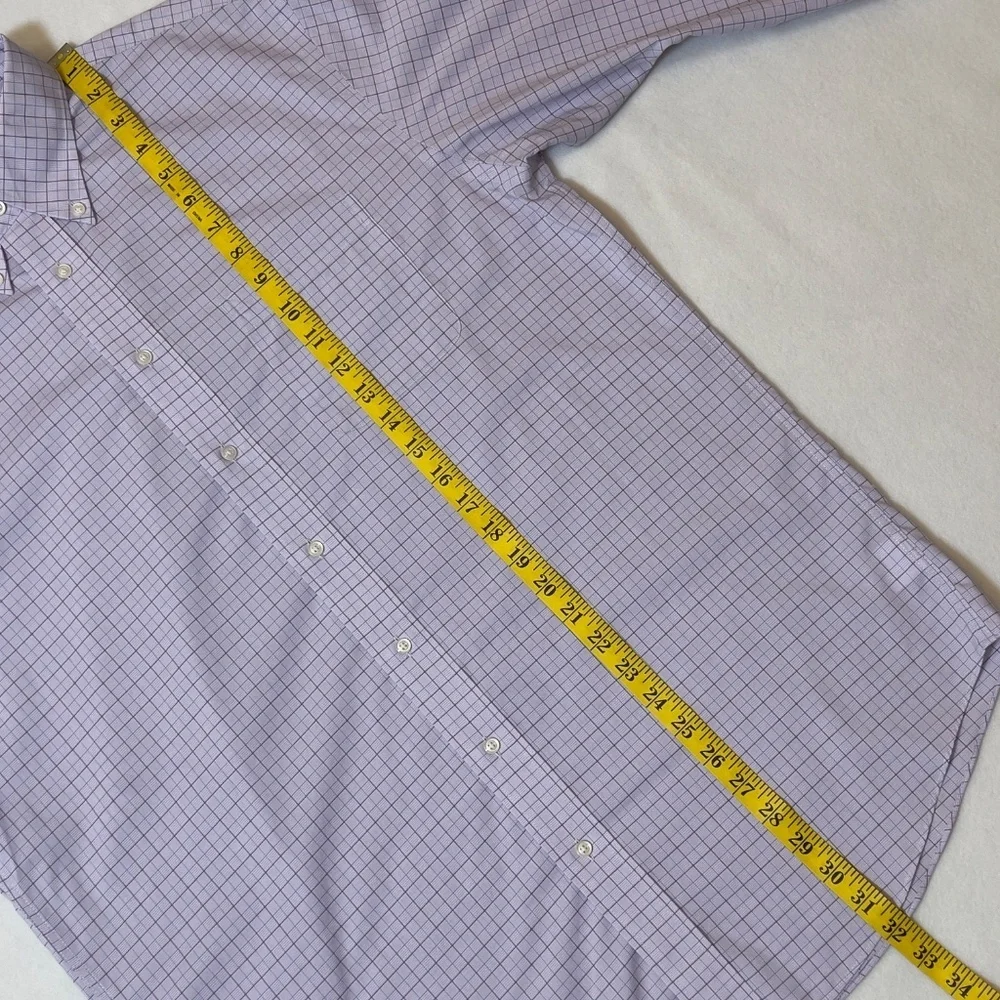 Jos A Bank Traveler Men'sTraditional Fit Lavender Check Shirt Size 16/34 - Picture 13 of 14